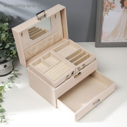 Шкатулка кожзам для украшений Яблочный цвет молочная 14х16х22,5 см - Simaland фото 2