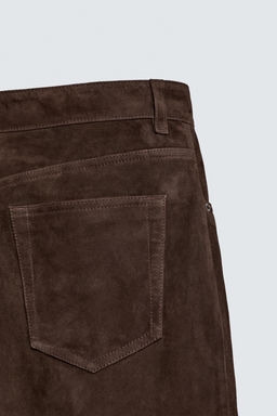 PANTAL?N STRAIGHT FIT PIEL ANTE / Marr?n oscuro - Zara фото 10