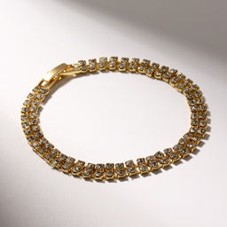 Цена за 2 шт. Браслет со стразами «Сияй» 2 ряда, цвет белый в золоте, 18см