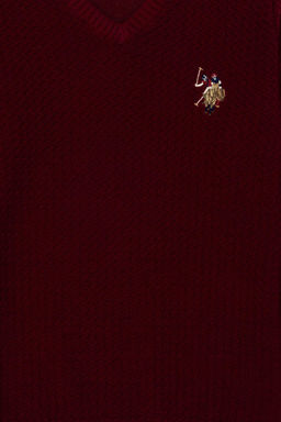 U. S. Polo Assn / Бордовый базовый свитер с v-образным вырезом для мальчика - U.s. polo assn фото 6