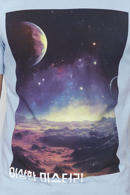 TRENDYOL MAN Mavi Galaksi Bask?l? Regular/Normal Kesim Tok Kumas T-shirt TMNSS24TS00204 - Trendyolmilla фото 4