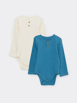 Bisiklet Yaka Uzun Kollu Pamuklu Erkek Bebek ??t??tl? Body 2li