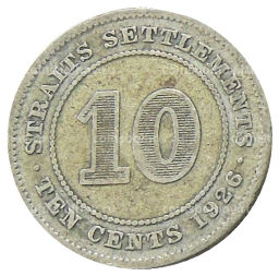 10 центов 1926 года Стрейтс Сетлментс