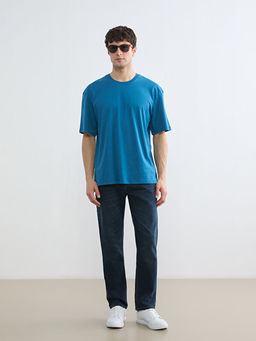 Bisiklet Yaka Bask?l? Penye Erkek Ti??rt