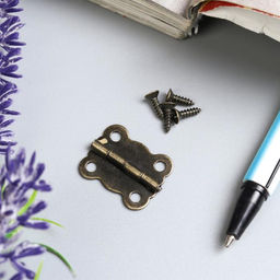Цена за 2 шт. Петля накладная фигурная угол открывания 180 градусов + гвозд. набор 10 шт 2х1,7 см