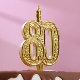 Свеча для торта цифра «Юбилейная» 80, золотая, 9.7 см