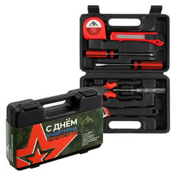 Набор инструментов в кейсе ЛОМ 23 ФЕВРАЛЯ, в подарочной упаковке, 7 предметов