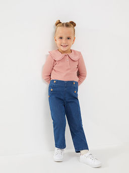 Beli Lastikli Basic K?z Bebek Jean Pantolon
