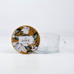 Кружка с крышкой стеклянная With love, 450 мл