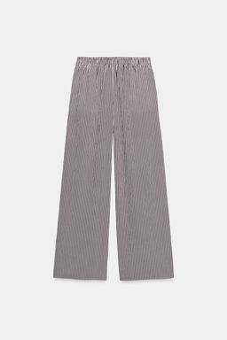 PANTAL?N ANCHO RAYAS / marron/blanco