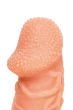 Насадка реалистичная KOKOS COCK SLEEVE 006-M с дополнительной стимуляцией, TPE, телесная, 15.6 см