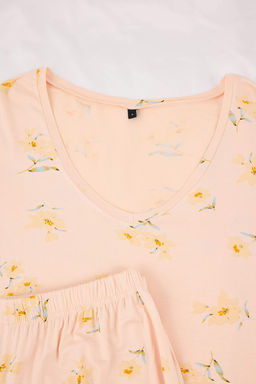 Somon Cicekli Viskon Suprem Orme Pijama Tak?m? THMSS26PT00023 - Trendyolmilla фото 7