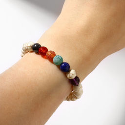 Браслет чакровый «Планеты» инь-ян, цветной с чернёным серебром, d=7 см