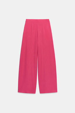 PANTAL?N ANCHO PLIEGUES / Fucsia