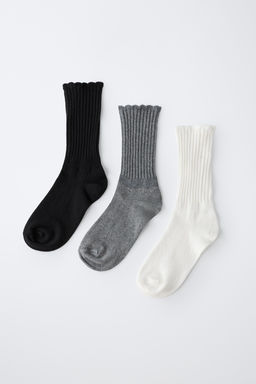 PACK TRES CALCETINES LARGOS RIZO / Blanco / Negro - Zara фото 4