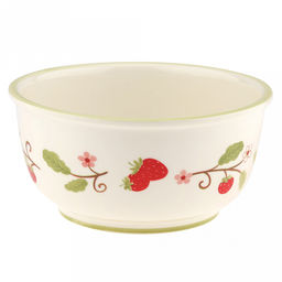 "Земляничная поляна" Салатник фарфоровый 1,2л, д17,5см, h8,6см, с деколью, отводка, кремовый (Китай)