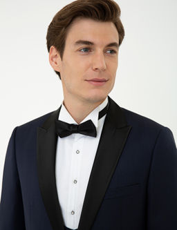 Темно-синий Ex. Slim Fit Жилет Смокинг Костюм Жениха - Cacharel фото 2