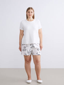 Beli Lastikli Bask?l? Kad?n ?ort Pijama Alt?