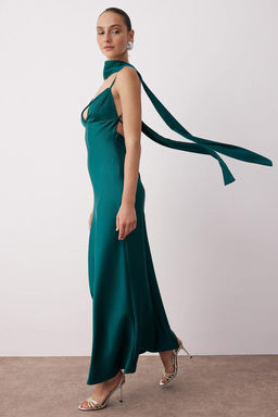 Kahverengi Sal Detayl? Saten Dokuma Maxi Abiye Gece Mezuniyet Elbisesi TPRSS25EL00312 - Trendyolmilla фото 11