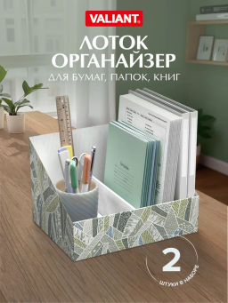 VAL GR-A-VP-300 Лоток - органайзер для бумаг, 30*23*20 см., набор 2 шт., GREEN ABSTRACTION, шт