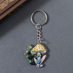 Цена за 4 шт. Брелок для ключей на кольце «Мухомор и кристаллы», акрил двусторонний, 3.7×3.3×0.2 см