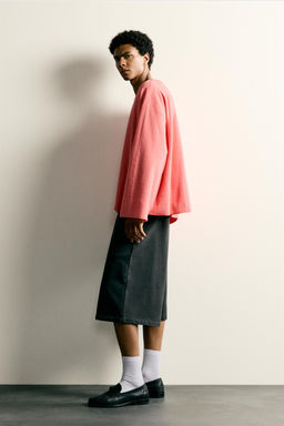 CAMISETA RELAXED FIT MANGA LARGA / Coral - Zara фото 4