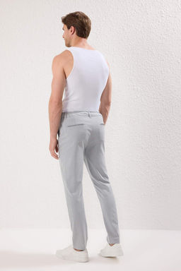 Ac?k Gri Slim Fit Beli Baglama Detayl? Lastikli Kumas Dokuma Pantolon TMNAW25PL00027