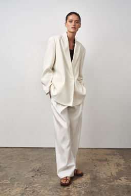 ZW COLLECTION DOUBLE-BREASTED LINEN BLEND BLAZER - Zara фото 6