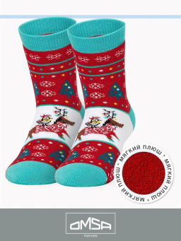 (Omsa) Calzino 21N63 плюш (кот,заяц,собака) rosso