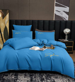 КПБ Candies однотонный с вышивкой на резинке по кругу CANOVR026 Евро