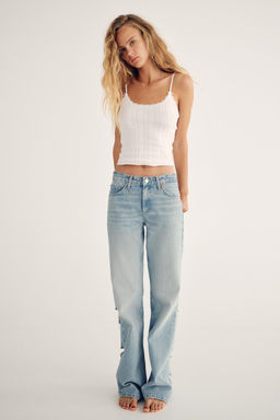 RIPPED MID-RISE WIDE-LEG TRF JEANS