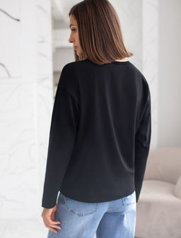 Базовый лонгслив из премиального хлопка с эластаном - Vilatte фото 2