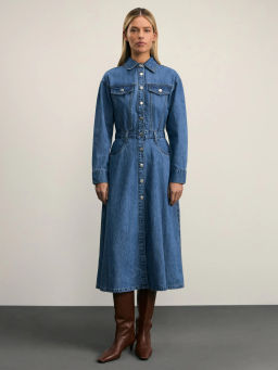 Джинсовое платье на пуговицах / Zarina  фото 5