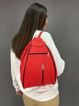 Рюкзак sefaro ZTT-888 из телячьей кожи красный 24×34×15 см