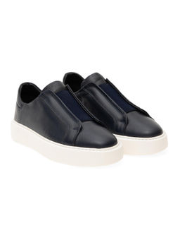 Lacivert %100 Deri Casual Ayakkab_