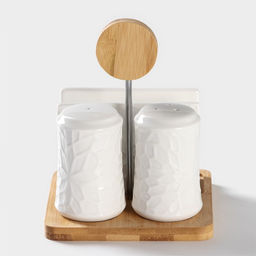 Набор фарфоровый для специй BellaTenero, 4 предмета: солонка, перечница, салфетница, подставка-держатель, белый  фото 3