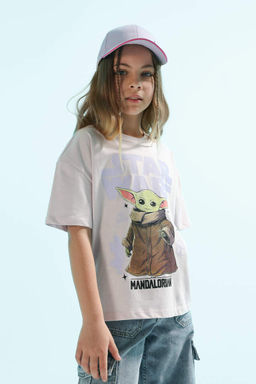 Футболка с круглым вырезом и короткими рукавами для девочек Звездные войны-Мандалорец - Defacto фото 3