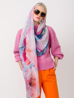 Большой, мягкий, тонкий и очень нежный двусторонний палантин с рисунком в стиле арт-деко - Tantino фото 9