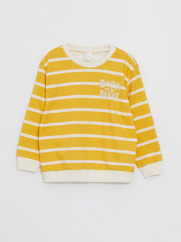 Bisiklet Yaka Uzun Kollu ?izgili Erkek Bebek Sweatshirt