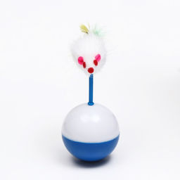 Мышь-неваляшка из натурального меха на шаре, 11 х 5 см синий/белый - Пижон фото 2