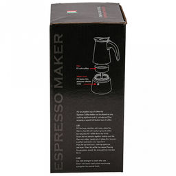 Кофеварка из нержавеющей стали, гейзерная, на 4 чашки, 250мл д8,5см h16см, бакелитовая ручка, подарочная коробка (Китай)