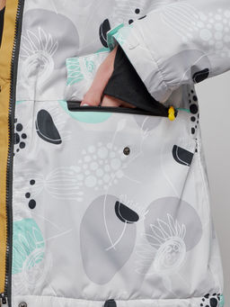 Горнолыжная куртка женская зимняя серого цвета 2302-1Sr