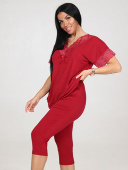 033 ДОМАШНИЙ КОСТЮМ ЖЕНСКИЙ (бриджи) (Бордовый) - А-дина фото 4