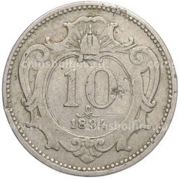 Монета 10 геллеров 1894 года Австрия