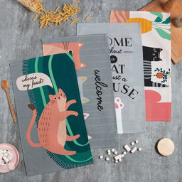 Набор кухонных полотенец Доляна Domestic cats 35х60 см - 4 шт., 100% хл