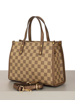 LАСCOMA сумка АС587-шахматы-бежевый-коричневый эко кожа-канва - Laccoma фото 2