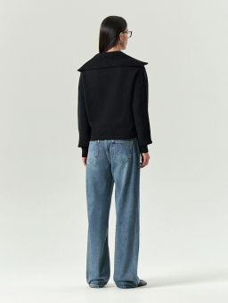 Укороченный джемпер на молнии с воротником апаш - Emka фото 4