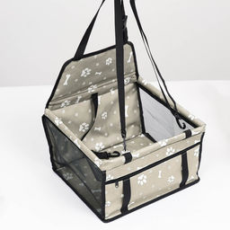 Автокресло для животных 40*30*25 см, серое с белыми лапками и косточками - Пижон фото 3