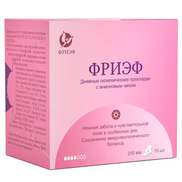 Дневные гигиенические прокладки с анионовым чипом. Фриэф, 250 мм, 10 шт