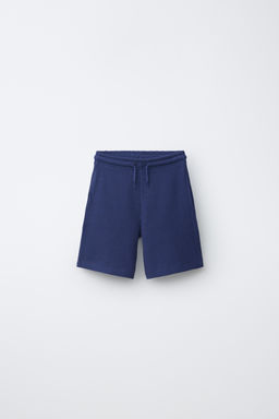 BERMUDA FELPA WAFFLE / Azul?n